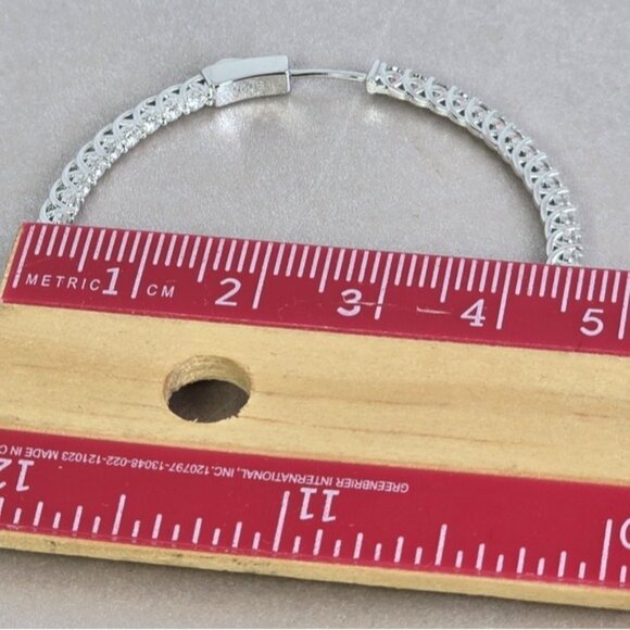 925 Sterling Silver Large Hoop Earrings 4.5cm with Genuine Moissanite Gemstone - Picture 8 of 12